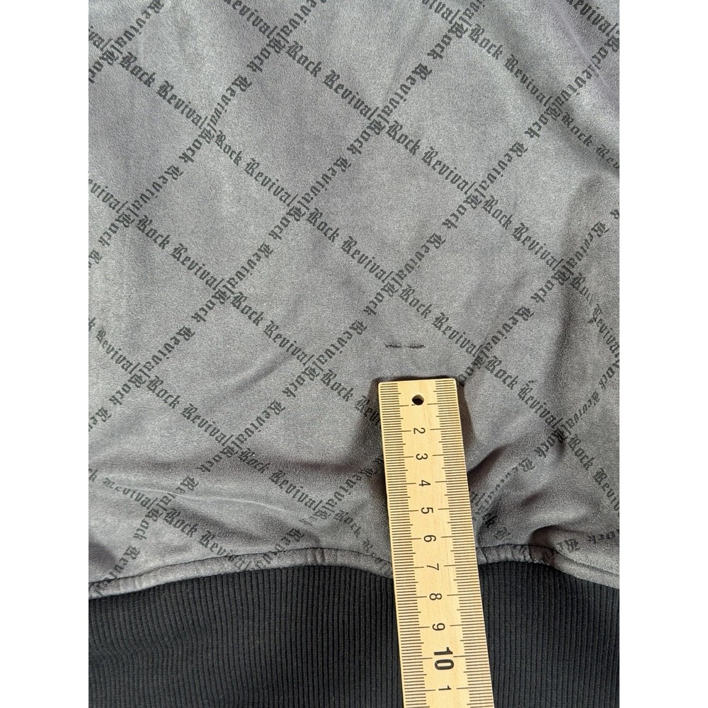 Rock Revival Full Zip Track Jacket Gray Black Logo Y2K Goth Size Large - Picture 11 of 12